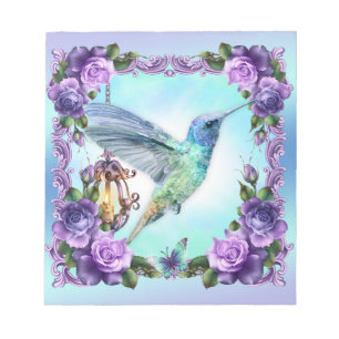 Hummingbird & Rose 5.5" x 6" Notepad - 40 Seiten Notizblock