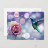 Hummingbird & Rose - Originalfarben Postkarte (Vorne/Hinten)