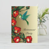 Hummingbird Roter Hibiskus Womans Retirement Einladung (Stehend Vorderseite)