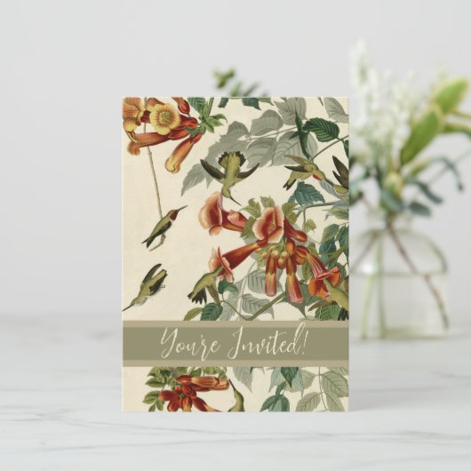 Hummingbird Ruby Throated Audubon Einladung (Stehend Vorderseite)