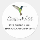 Hummingbird-Rücksendeadresse Runder Aufkleber (Vorderseite)