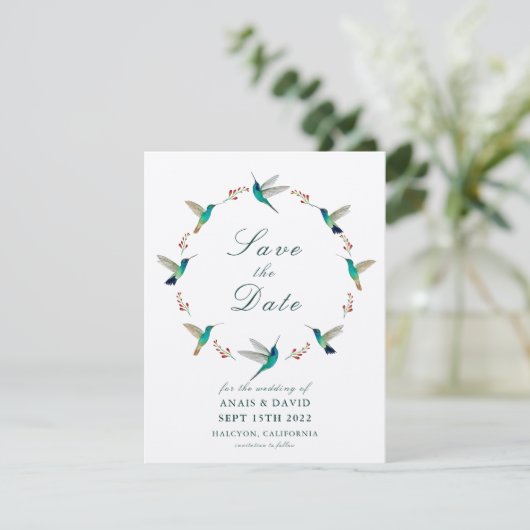 Hummingbird Save the Date Card Karte (Stehend Vorderseite)