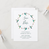 Hummingbird Save the Date Card Karte (Vorderseite/Rückseite Beispiel)