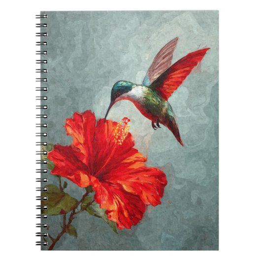 Hummingbird Scarlet Hibiskus Notebook Notizblock (Vorderseite)