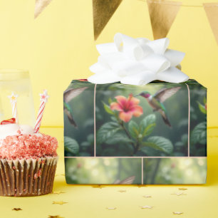 Hummingbird schwingt über einen Hibiskus Geschenkpapier