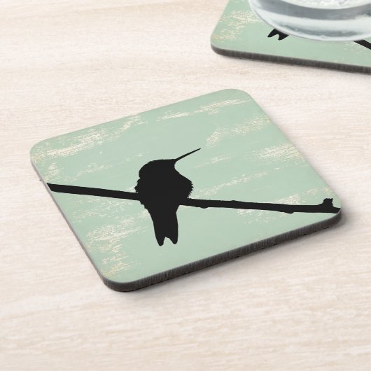 Hummingbird-Silhouette im Hintergrund Untersetzer (Linke Seite)