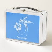 Hummingbird Simple & Elegant Blue & White Metall Brotdose (Vorderseite)