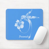 Hummingbird Simple & Elegant Blue & White Mousepad (Mit Mouse)