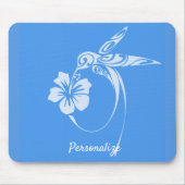 Hummingbird Simple & Elegant Blue & White Mousepad (Vorne)