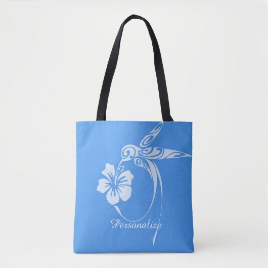 Hummingbird Simple & Elegant Blue & White Tasche (Vorderseite)