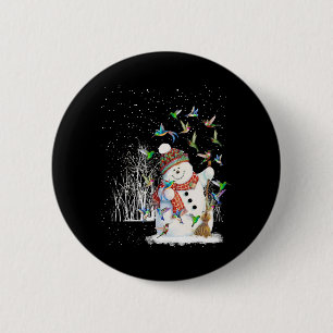 Hummingbird Snowman Frohe Weihnachten Button