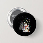 Hummingbird Snowman Frohe Weihnachten Button (Vorne & Hinten)