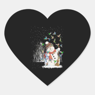 Hummingbird Snowman Frohe Weihnachten Herz-Aufkleber
