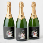 Hummingbird Snowman Frohe Weihnachten Schaumweinetikett (Flaschen)