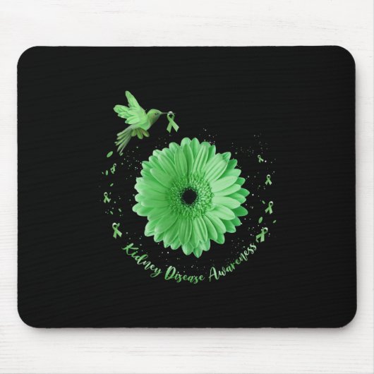 Hummingbird Sonnenblume Grüne Ribbon Nierenerkrank Mousepad (Vorne)