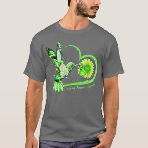 Hummingbird Sonnenblume Herz Grün Ribbon Niere Di T-Shirt