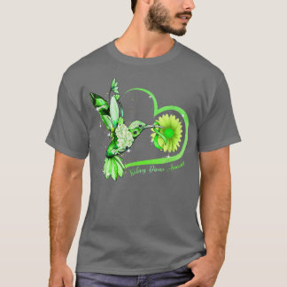 Hummingbird Sonnenblume Herz Grün Ribbon Niere Di T-Shirt