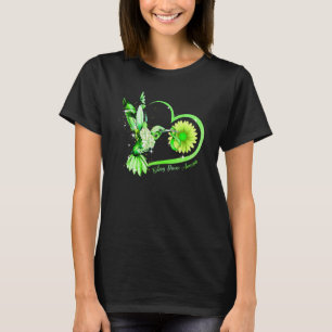 Hummingbird Sonnenblume Herz Grün Ribbon Niere Di T-Shirt