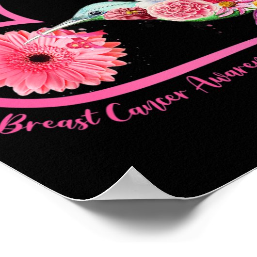 Hummingbird Sonnenblume Rosa Ribbon Brustkrebs Aw Poster (Ecke)