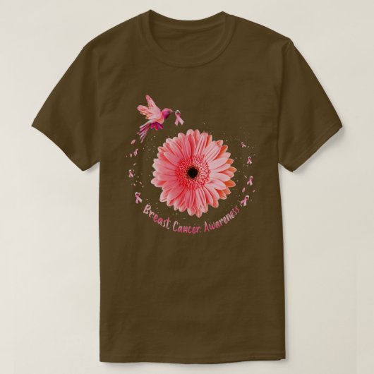 Hummingbird Sonnenblume Rosa Ribbon Brustkrebs Aw T-Shirt (Design vorne)