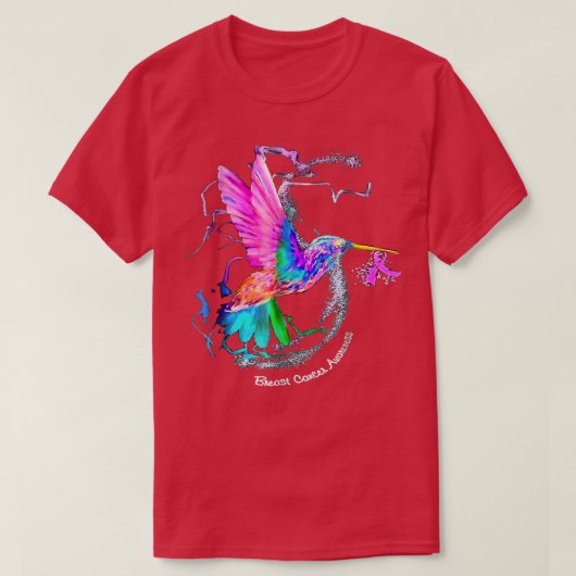 Hummingbird Sonnenblume Rosa Ribbon Brustkrebs Aw T-Shirt (Design vorne)