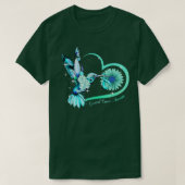 Hummingbird Sonnenblumen Herz Aquamarin Ribbon Cer T-Shirt (Design vorne)