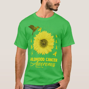Hummingbird & Sonnenblumen Kinderkrebs-Bewusstsein T-Shirt