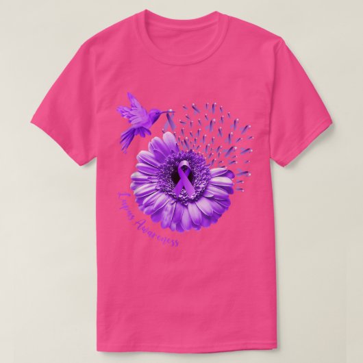 Hummingbird Sonnenblumen Lila Lupus Bewusstsein T-Shirt (Design vorne)