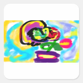 Hummingbird spring quadratischer aufkleber