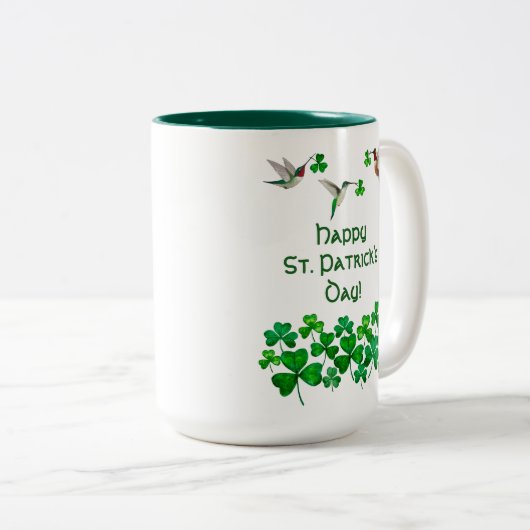 Hummingbird St. Patrick's Day Two-Tone Coffee Tass Zweifarbige Tasse (VorderseiteRechts)