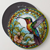 Hummingbird Stain Glass Design Button (Vorne & Hinten)