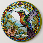 Hummingbird Stain Glass Design Button (Vorderseite)