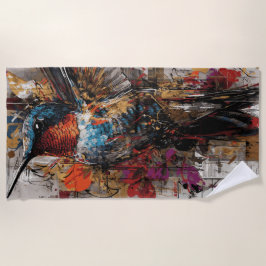 Hummingbird Street Art Illustration Strandtuch