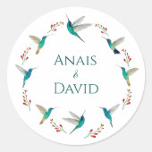 Hummingbird Summer Wedding Classic Round Sticker (Vorderseite)