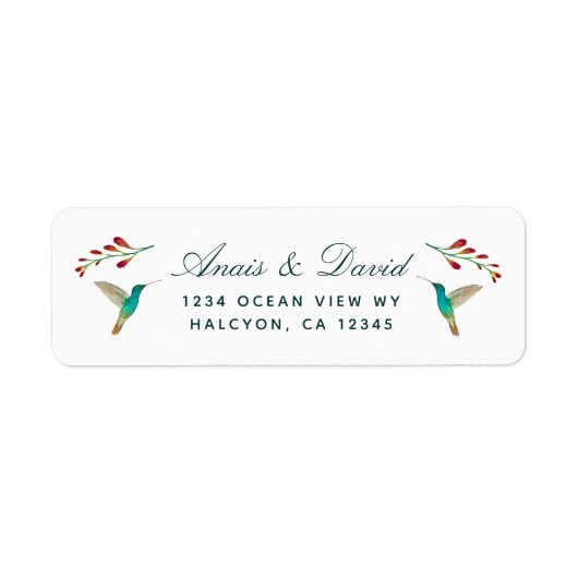 Hummingbird Summer Wedding Return-Adressetikett (Vorne)
