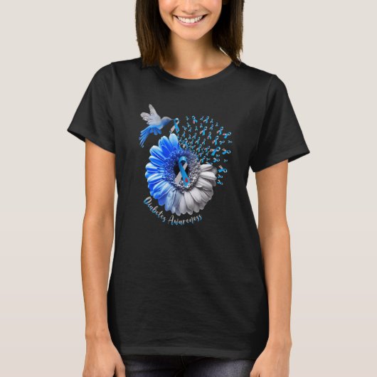 Hummingbird Sunflower Blue Diabetes T-Shirt (Vorderseite)