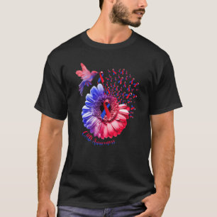 Hummingbird Sunflower Blue & Red Chd Awareness T-Shirt