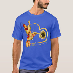 Hummingbird Sunflower Gold Ribbon Kinderkrebs T-Shirt