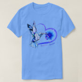 Hummingbird Sunflower Heart Blue Ribbon Dyspraia A T-Shirt (Design vorne)