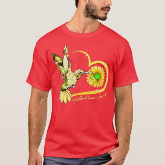 Hummingbird Sunflower Heart Yellow Ribbon Childhoo T-Shirt