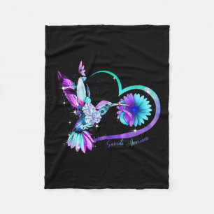 Hummingbird Sunflower Herz Lila Ribbon Suizid Fleecedecke
