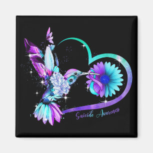 Hummingbird Sunflower Herz Lila Ribbon Suizid Magnet