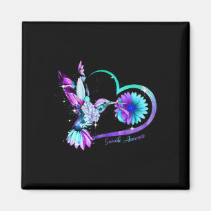 Hummingbird Sunflower Herz Lila Ribbon Suizid Magnet