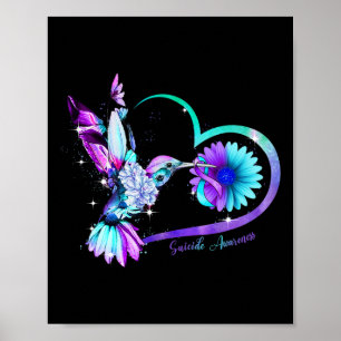 Hummingbird Sunflower Herz Lila Ribbon Suizid Poster