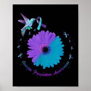 Hummingbird Sunflower Herz Lila Ribbon Suizid Poster