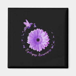 Hummingbird Sunflower Lila Ribbon Epilepsy Aware Magnet