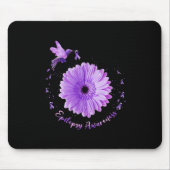 Hummingbird Sunflower Lila Ribbon Epilepsy Aware Mousepad (Vorne)