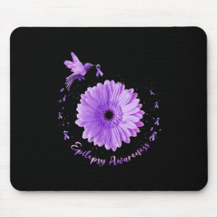 Hummingbird Sunflower Lila Ribbon Epilepsy Aware Mousepad