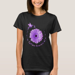 Hummingbird Sunflower Lila Ribbon Epilepsy Aware T-Shirt