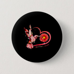 Hummingbird Sunflower Red Ribbon Blood Cancer Awar Button